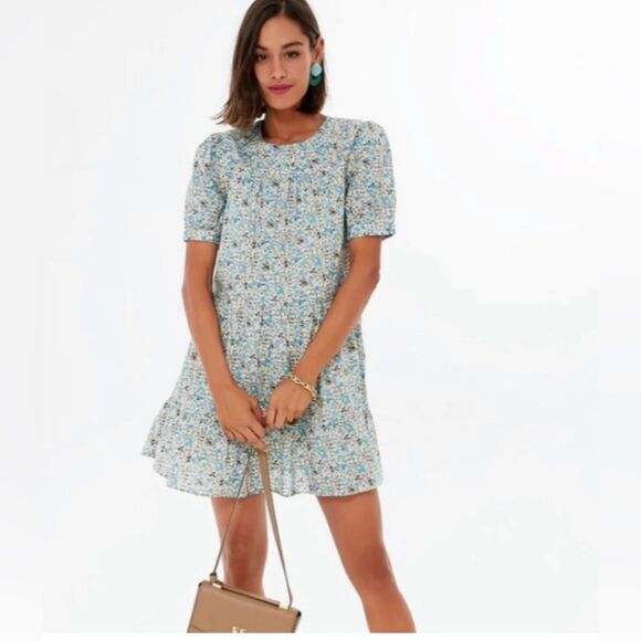 Tuckernuck Hyacinth House Quinn Blue Floral Mini Dress 100% Cotton Size XS - Picture 1 of 7